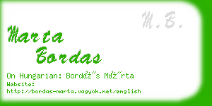 marta bordas business card